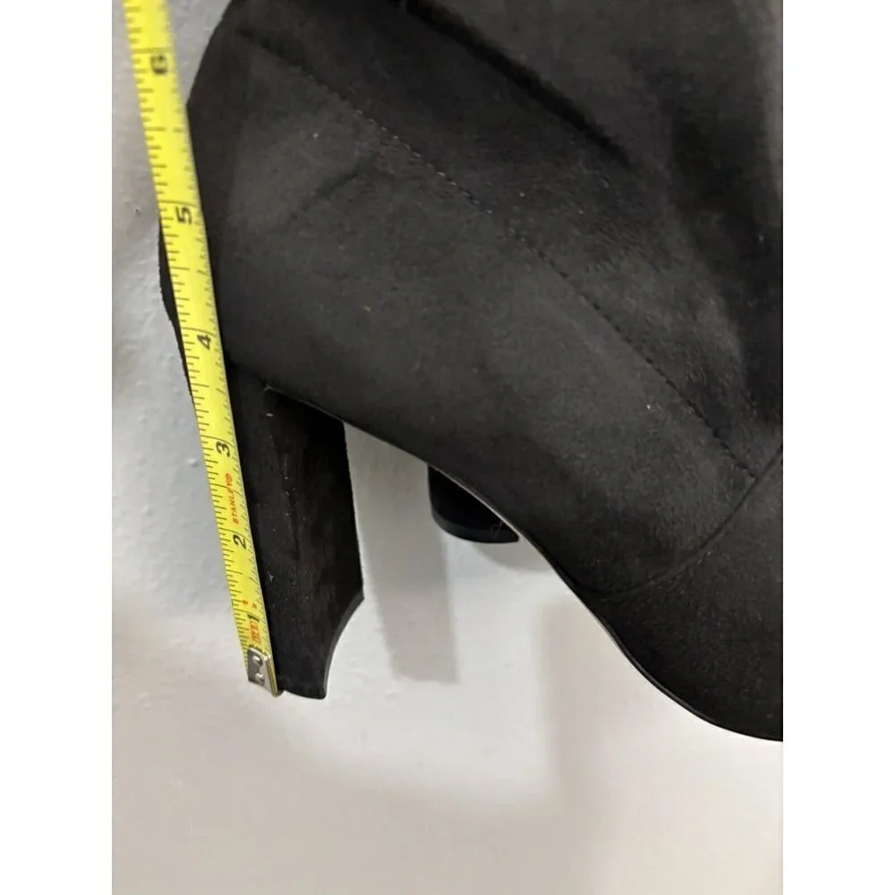 Aldo Over The Knee Sock Boots Black Women 9 Faux Suede Block Heel